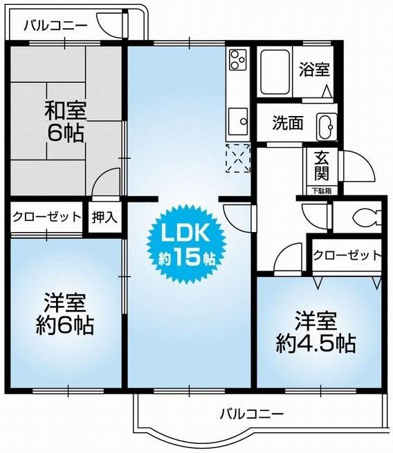 Floor plan. 3LDK, Price 9.8 million yen, Footprint 71.5 sq m , Balcony area 10 sq m