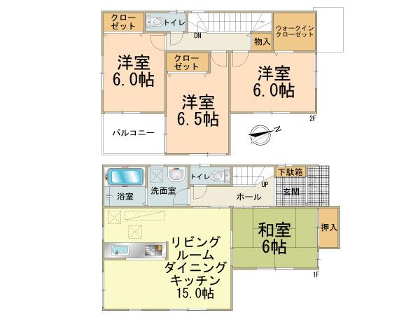 Floor plan. 27,800,000 yen, 4LDK, Land area 126.48 sq m , Building area 96.15 sq m