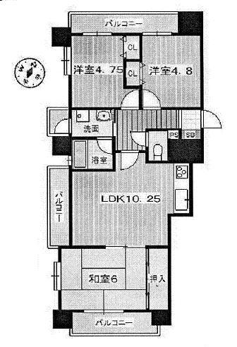 Floor plan. 3LDK, Price 18,800,000 yen, Occupied area 64.67 sq m , Balcony area 10.52 sq m square room. 3LDK