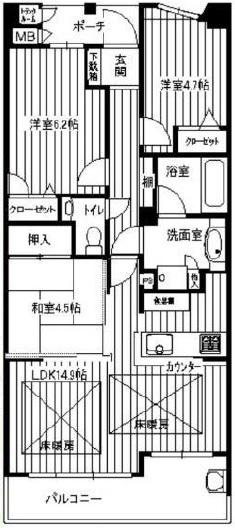 Floor plan. 3LDK, Price 18,800,000 yen, Footprint 68.4 sq m , Balcony area 9.27 sq m