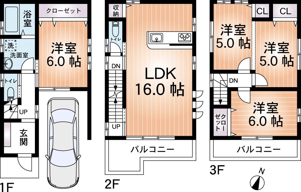 Floor plan. 23.8 million yen, 4LDK, Land area 57.09 sq m , 4LDK the spacious available in the building area 101.25 sq m each room with storage. 