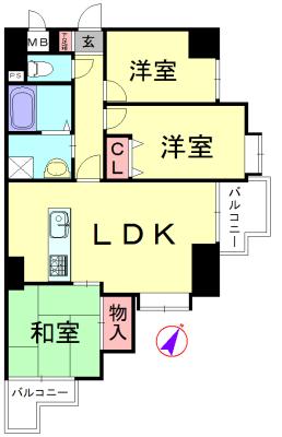 Floor plan. 3LDK, Price 14.8 million yen, Occupied area 54.47 sq m , Balcony area 6.03 sq m