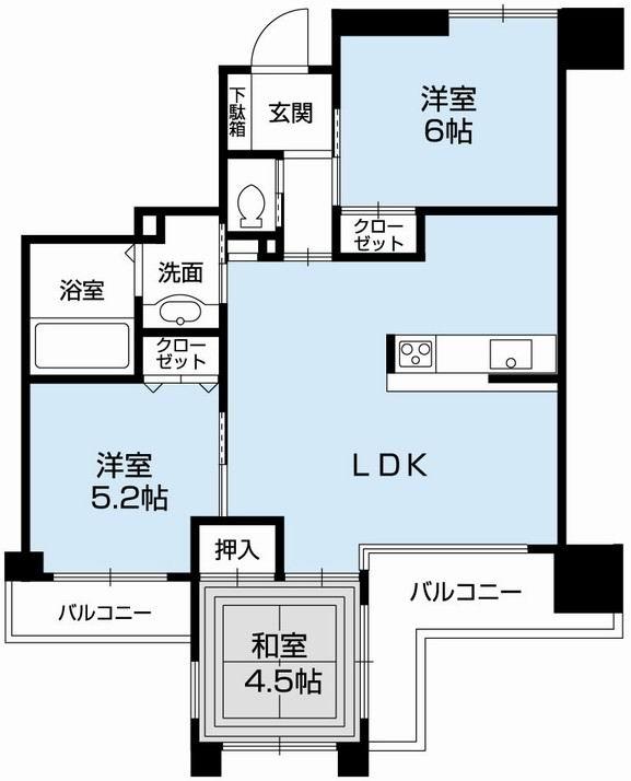Floor plan. 3LDK, Price 22,800,000 yen, Occupied area 61.43 sq m , Balcony area 10.88 sq m Mato (3LDK). Upper floors ・ Lighting at MinamiMuko ・ ventilation ・ Good view. Parking Lot. January 2003 architecture. Pets Allowed. Convenient 2Way access.
