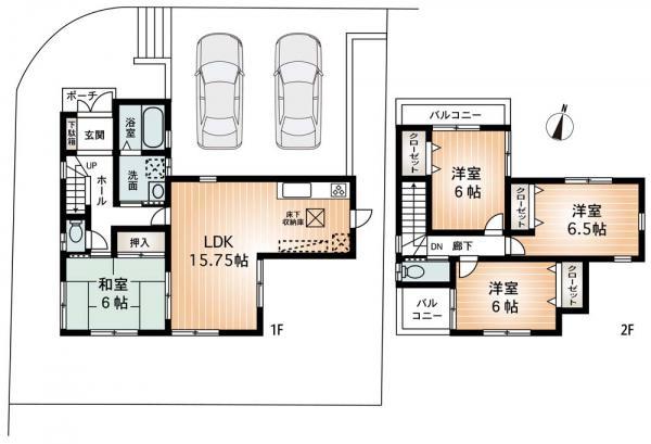 Floor plan. 25 million yen, 4LDK, Land area 176.34 sq m , Building area 95.17 sq m