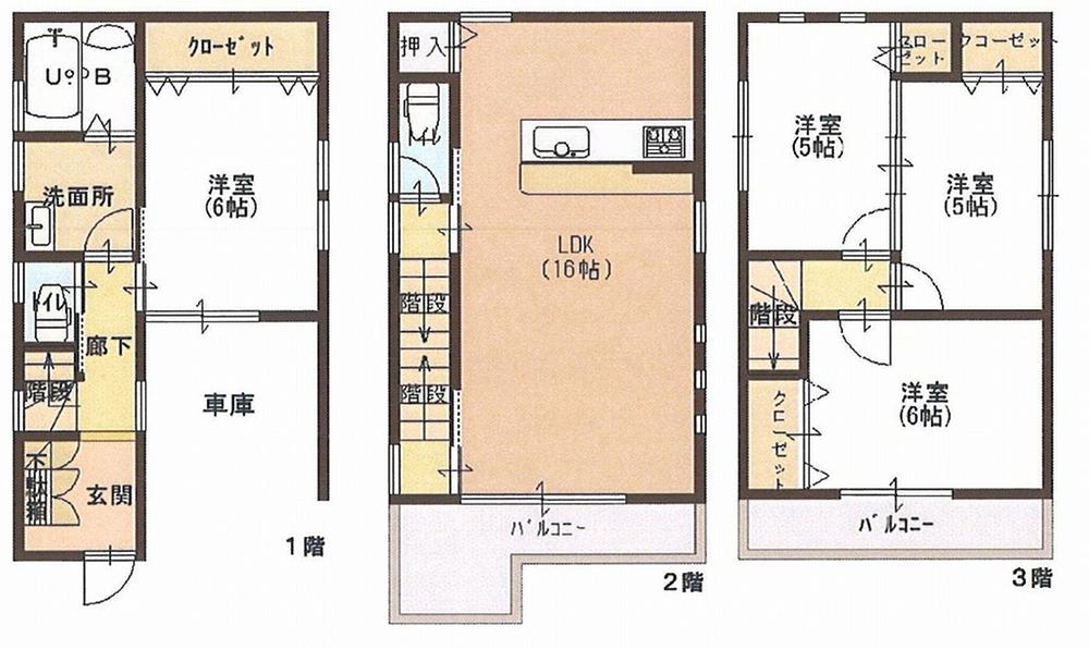 Floor plan. 23.8 million yen, 4LDK, Land area 57.09 sq m , 4LDK with a focus on LDK of building area 101.25 sq m 16 Pledge Because there is each room storage, It can be widely available in the room.  In southeast direction it is good per yang. 