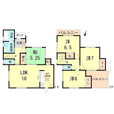 Floor plan. 27.3 million yen, 4LDK, Land area 186.62 sq m , Building area 95.17 sq m