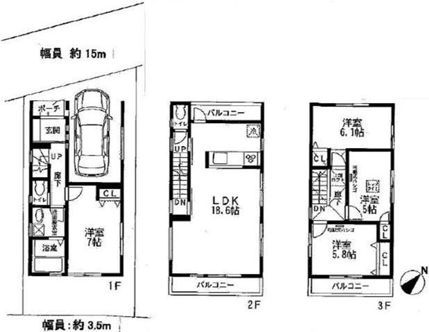 Floor plan. 34,800,000 yen, 4LDK, Land area 64.87 sq m , Building area 114.21 sq m