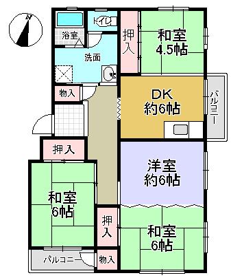 Floor plan. 4DK, Price 3.6 million yen, Occupied area 68.99 sq m , Balcony area 8 sq m