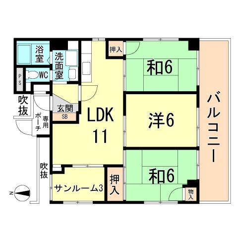 Floor plan. 3LDK, Price 7.9 million yen, Occupied area 58.32 sq m , Balcony area 17.01 sq m