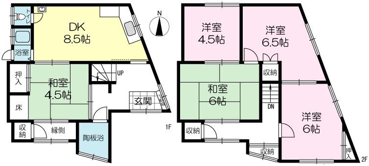 Floor plan. 8.9 million yen, 5DK, Land area 73.7 sq m , Building area 52.5 sq m 5DK