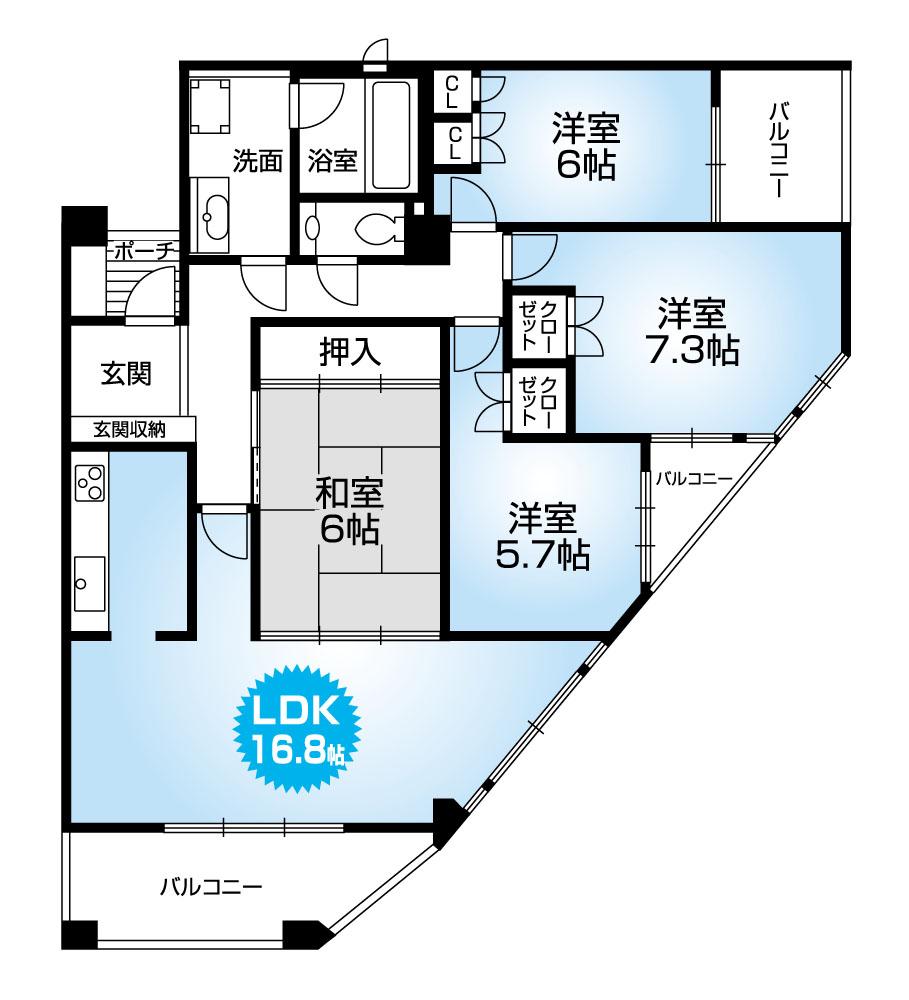 Floor plan. 4LDK, Price 25,800,000 yen, Occupied area 96.24 sq m , Balcony area 14.16 sq m Mato (4LDK)