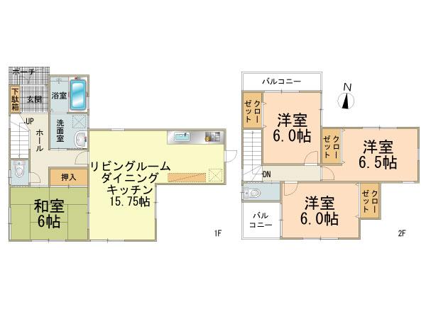 Floor plan. 25 million yen, 4LDK, Land area 176.34 sq m , Building area 95.17 sq m