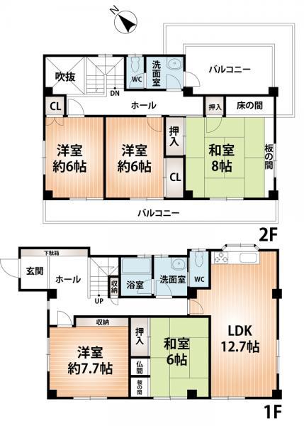 Floor plan. 34,800,000 yen, 5LDK, Land area 216.68 sq m , Building area 131.05 sq m