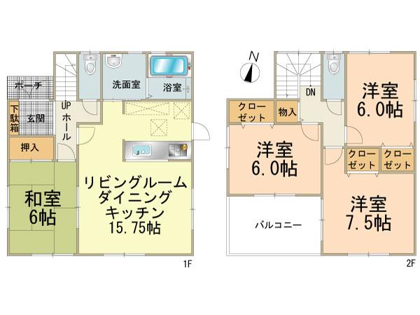 Floor plan. 26,300,000 yen, 4LDK, Land area 175.21 sq m , Building area 95.58 sq m