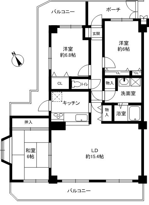 Floor plan. 3LDK, Price 14.5 million yen, Occupied area 81.81 sq m , Balcony area 27.63 sq m