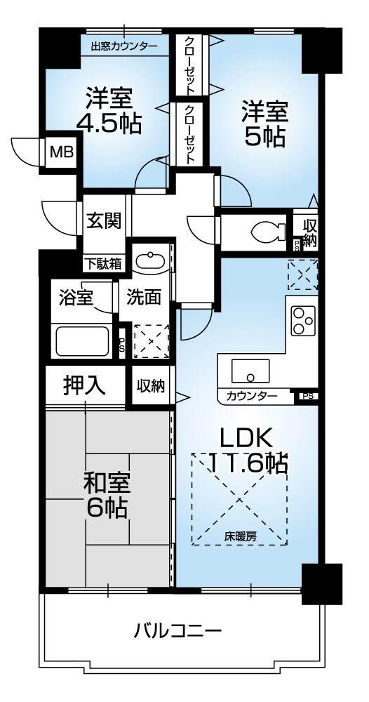 Floor plan. 3LDK, Price 9.3 million yen, Occupied area 62.21 sq m , Balcony area 9.12 sq m Mato (3LDK) 2013 November renovation completed.