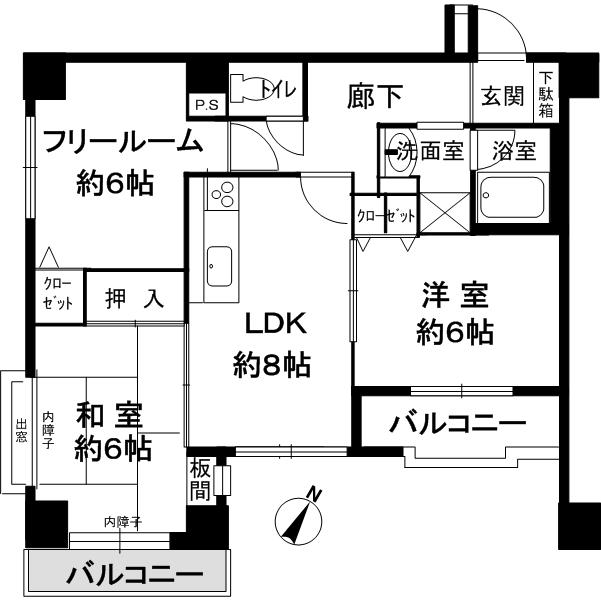 Floor plan. 3LDK, Price 15.8 million yen, Footprint 59.8 sq m , Balcony area 6.78 sq m