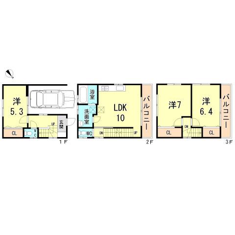 Floor plan. 23.8 million yen, 3LDK, Land area 39.79 sq m , Building area 83.53 sq m