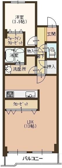 Floor plan. 1LDK, Price 7.7 million yen, Occupied area 51.75 sq m , Balcony area 4.95 sq m