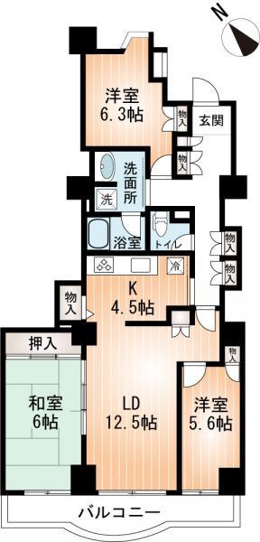 Floor plan. 3LDK, Price 19,800,000 yen, Occupied area 87.29 sq m , Balcony area 11.13 sq m floor plan drawings