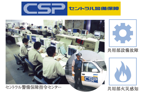 Security.  [Secure plus] By Daikyo A stage, Security and apartments total security services life support has become an integral "Secure Plus". L.O.G. (Lions ・ online ・ Various alarm monitoring by guard) system, Central Security Patrols home security, benefit ・ You support a comfortable every day in the three services of life support by one (illustration)