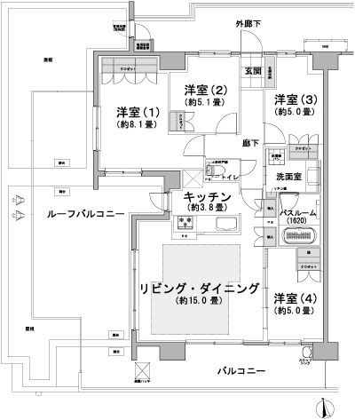 Floor: 4LDK, occupied area: 90.65 sq m, Price: 48.9 million yen