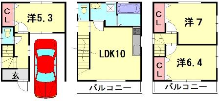 Floor plan. 23.8 million yen, 3LDK, Land area 39.79 sq m , Building area 83.53 sq m