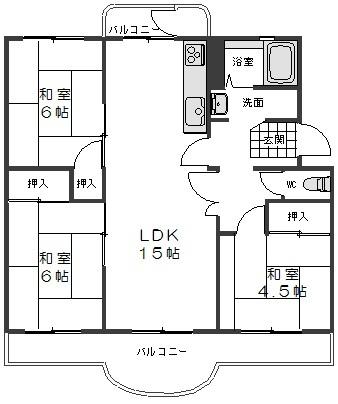 Floor plan. 3LDK, Price 10.8 million yen, Footprint 72 sq m , Balcony area 12.4 sq m