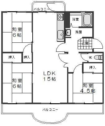 Floor plan. 3LDK, Price 10.8 million yen, Footprint 72 sq m , Balcony area 12.4 sq m