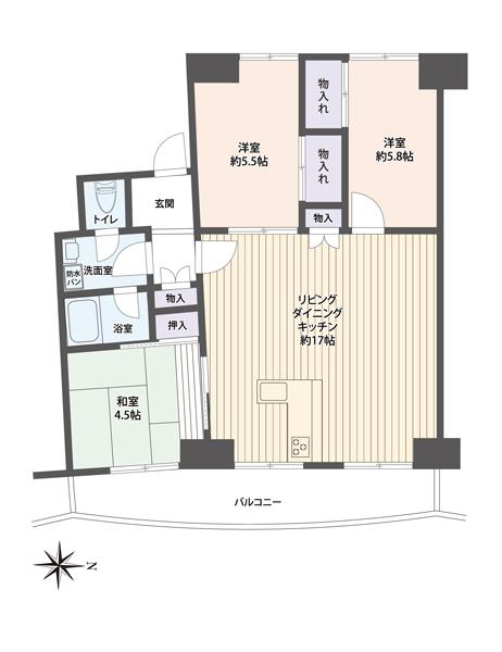 Floor plan. 3LDK, Price 18.9 million yen, Occupied area 70.49 sq m , Balcony area 10 sq m