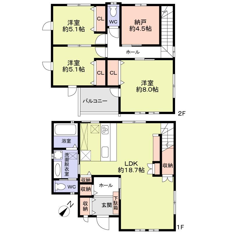 Floor plan. 44,800,000 yen, 3LDK + S (storeroom), Land area 100.13 sq m , Building area 103.97 sq m