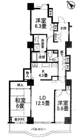 Floor plan. 3LDK, Price 19,800,000 yen, Occupied area 87.29 sq m , Balcony area 11.13 sq m spacious 3LDK 87 There sq m