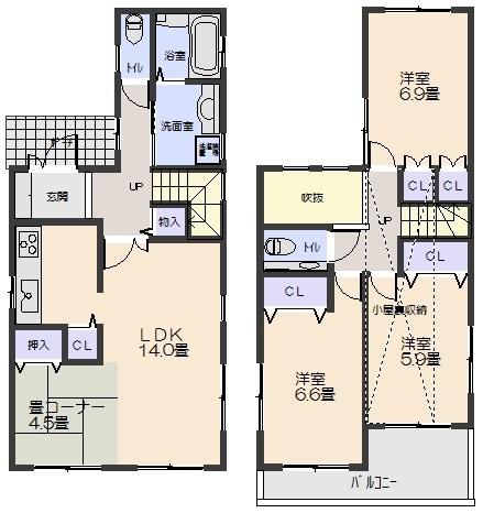 Floor plan. 36,900,000 yen, 4LDK, Land area 105.94 sq m , Building area 94.26 sq m