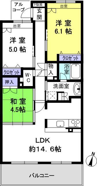 Floor plan. 3LDK, Price 29,800,000 yen, Occupied area 75.21 sq m , Balcony area 11.52 sq m