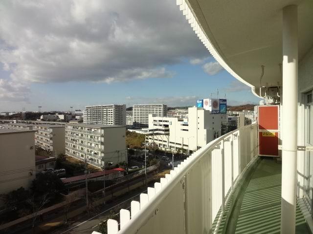 Balcony. Balcony of Hidamari. Wide-span.