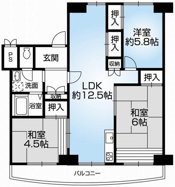 Floor plan. 3LDK, Price 18,800,000 yen, Occupied area 70.49 sq m , Balcony area 10 sq m Mato (3LDK). 2013 November renovation completed. Subway "Myodani" station walk 4 minutes. Hito ・ View ・ Ventilation good. Elevator stop floor.