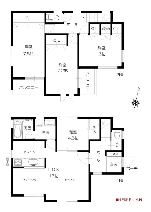 Floor plan. 35,800,000 yen, 4LDK, Land area 132.62 sq m , Building area 100.84 sq m   ◆ There are housed in each room, The main bedroom has a walk-in closet! 