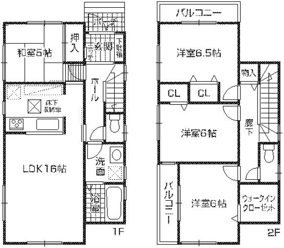 Floor plan. (No. 1 point), Price 27,800,000 yen, 4LDK, Land area 126.51 sq m , Building area 96.15 sq m