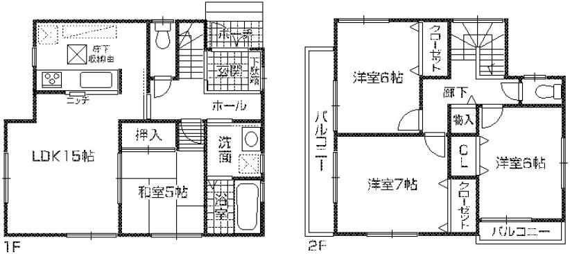Floor plan. (No. 2 locations), Price 27,800,000 yen, 4LDK, Land area 122.47 sq m , Building area 95.17 sq m