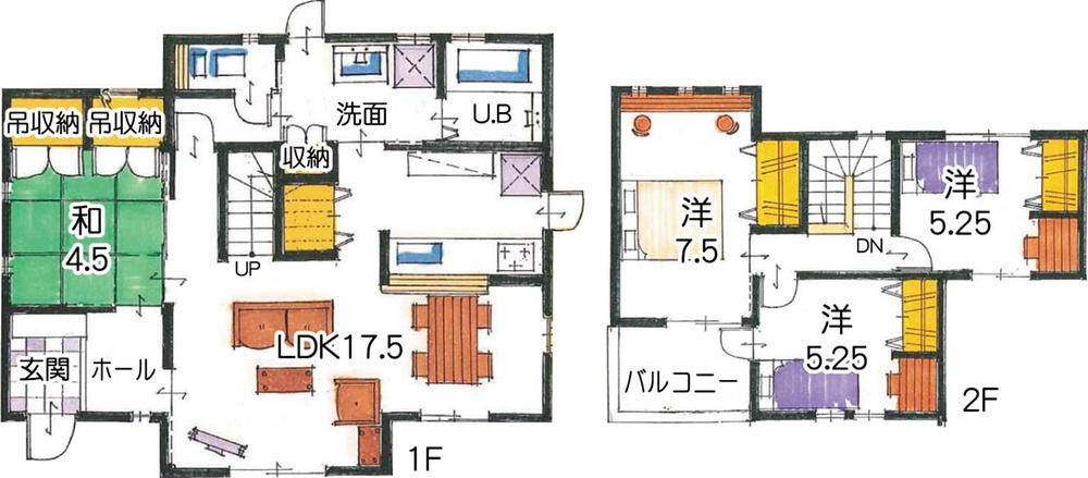 Building plan example (Perth ・ Introspection). Building plan example (No. 7 locations) Building price 18,250,000 yen, Building area 98.53 sq m