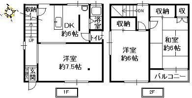 Floor plan. 6.9 million yen, 3DK, Land area 53.34 sq m , Building area 57.13 sq m Myohoji Used Detached Floor plan