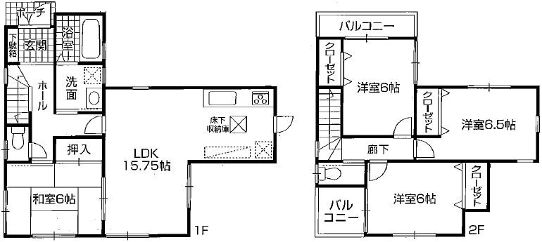 Floor plan. 25 million yen, 4LDK, Land area 176.34 sq m , Building area 95.17 sq m