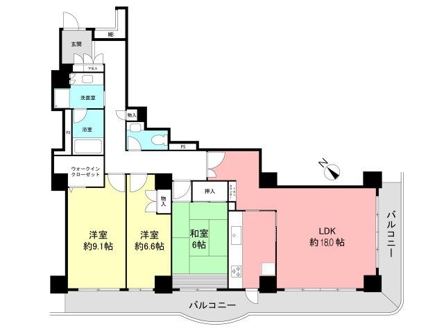 Floor plan. 3LDK, Price 33,800,000 yen, Footprint 112.29 sq m , Balcony area 28 sq m