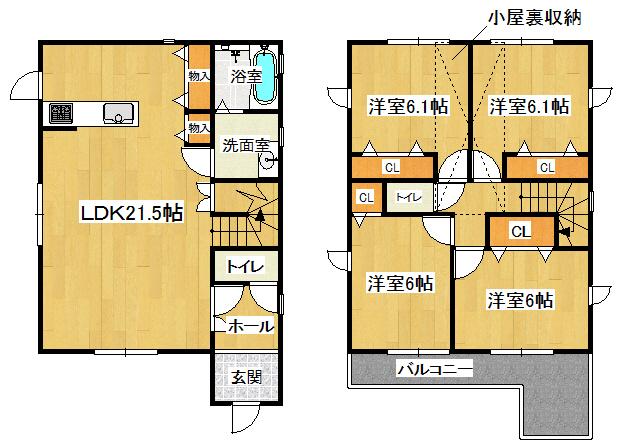 Floor plan. 38,800,000 yen, 4LDK, Land area 121.39 sq m , Building area 110.96 sq m spacious 4LDK