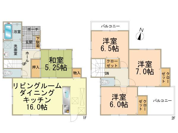 Floor plan. 27.3 million yen, 4LDK, Land area 186.62 sq m , Building area 95.17 sq m