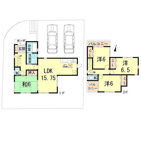 Floor plan. 25 million yen, 4LDK, Land area 176.34 sq m , Building area 95.17 sq m