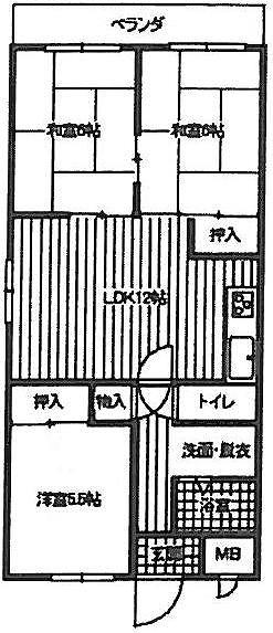 Floor plan. 3LDK, Price 7.8 million yen, Occupied area 64.82 sq m , Balcony area 4.5 sq m