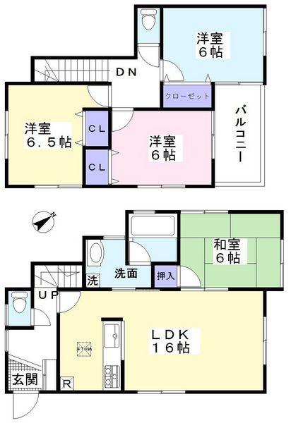 Floor plan. 30,800,000 yen, 4LDK, Land area 127.36 sq m , Building area 91.93 sq m