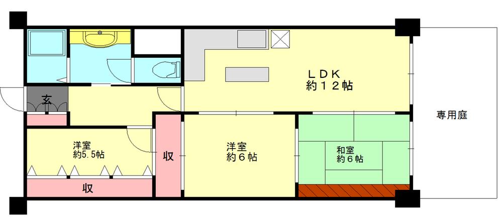 Floor plan. 3LDK, Price 9.8 million yen, Footprint 66 sq m