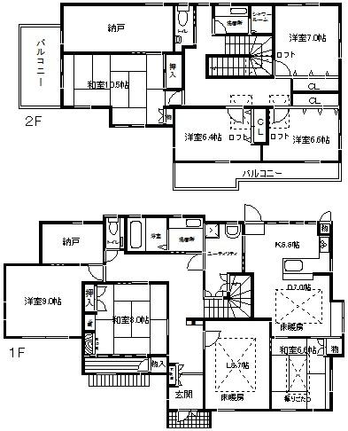 Floor plan. 80 million yen, 7LDK + 2S (storeroom), Land area 260.37 sq m , Building area 219.27 sq m